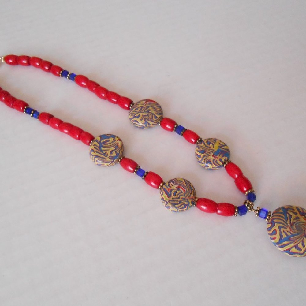 Red & Blue Bead Necklace